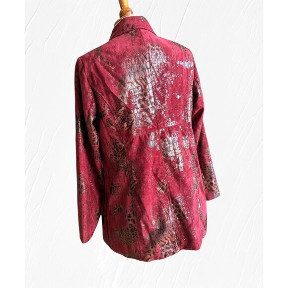 erin london velvet red with gold&black fully lined blazer jacket  Sz M - Picture 10 of 12